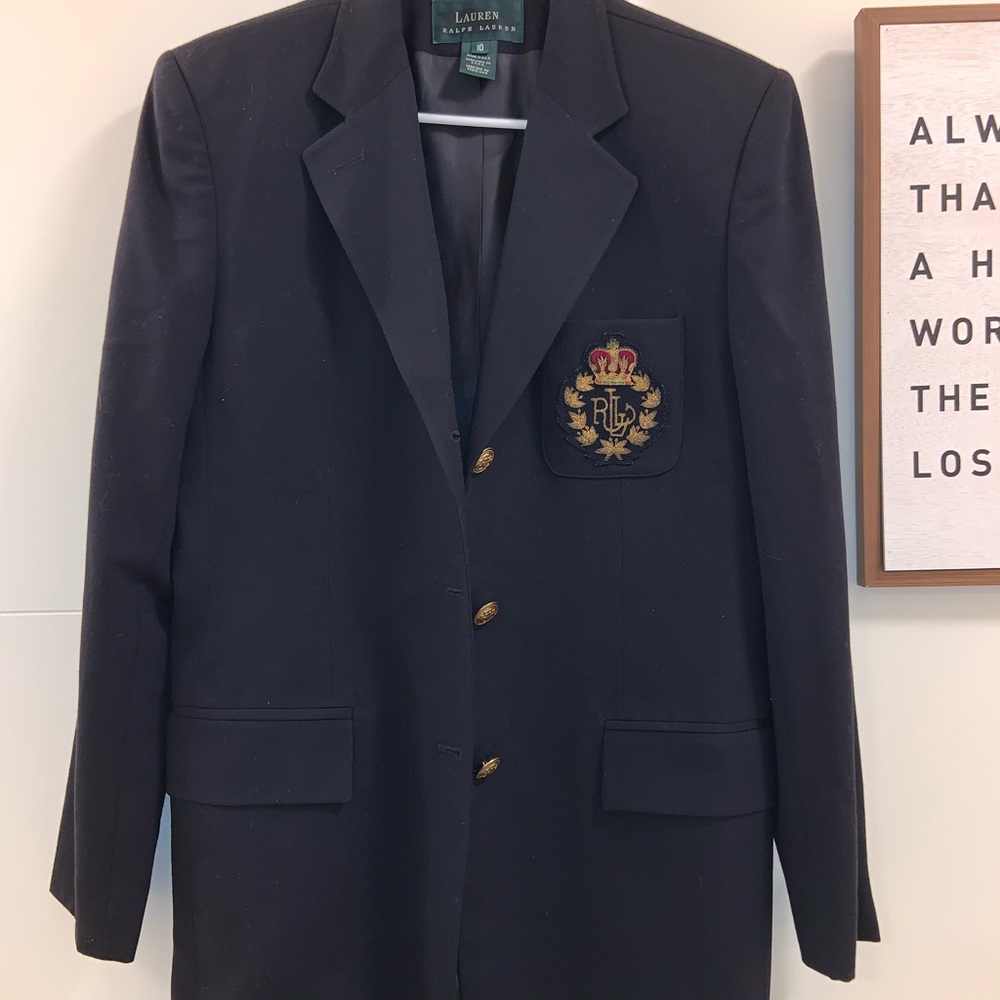 Ralph Lauren 100% Pure New Wool Blazer Navy Blue